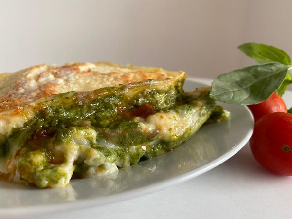 Lasagna de Pesto y Tomates Confitados